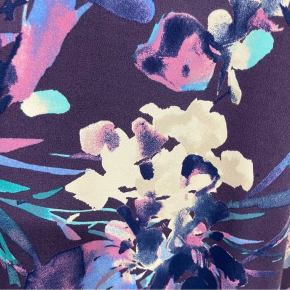 Chico’s Purple Floral Layered Flare Sleevee Shift Dress - Picture 7 of 15